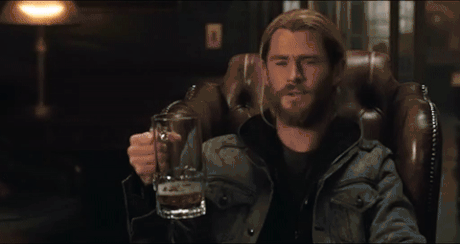 gif where Thor drinks beer